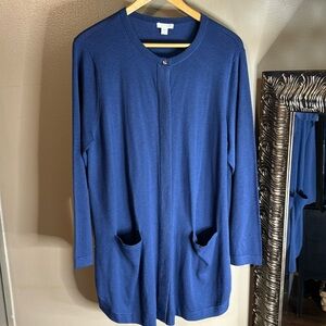J Jill Cardigan Wool Blend Navy Blue Size Large Petite